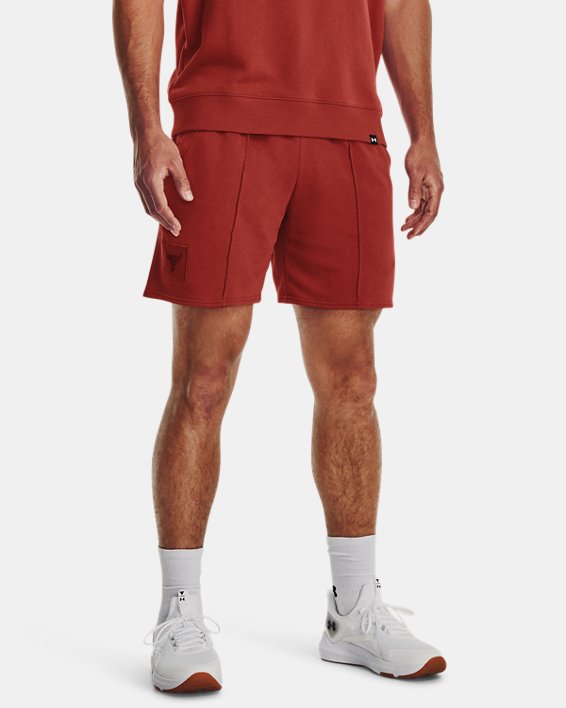 Men's Project Rock Terry Gym Shorts, Red, pdpMainDesktop image number 0